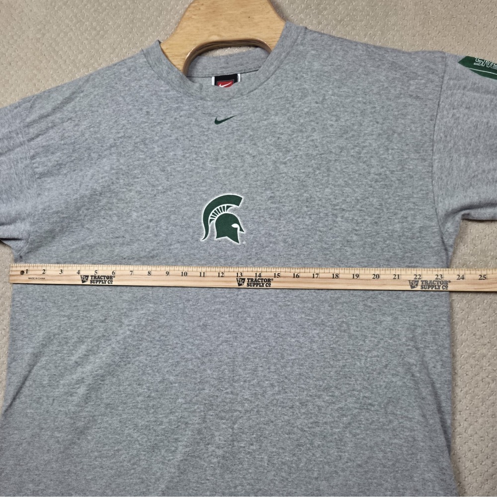 Vintage Y2K Nike Michigan State Spartans T-Shirt Mens L Gray Center Swoosh 90s - Picture 8 of 10